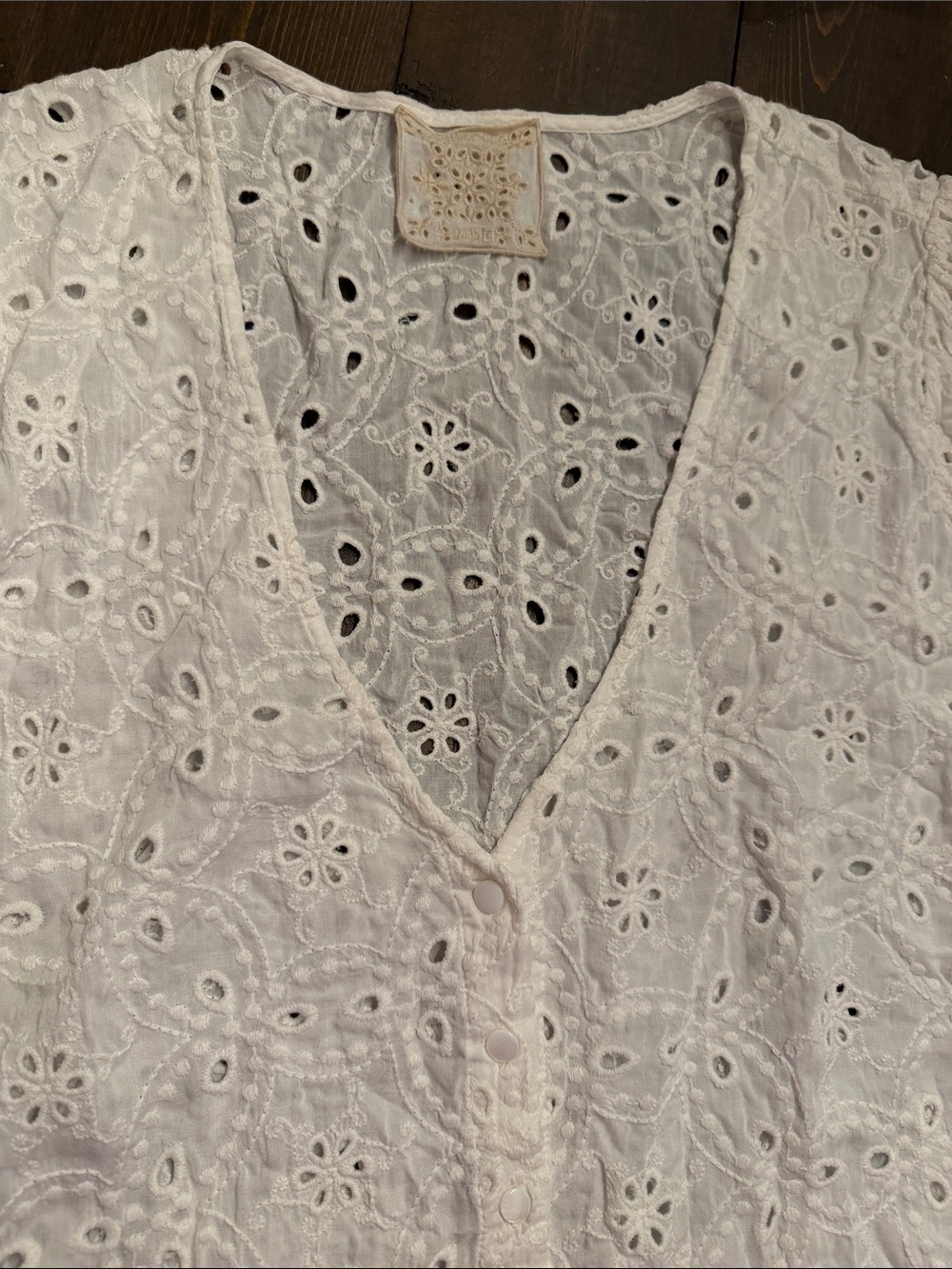 Johnny Was Maurice Dress Eyelet Embroidered White Size L - Picture 3 of 7
